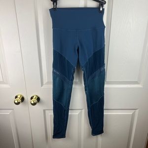 Alo Yoga Shelia Mesh Velour Leggings Blue Size Small